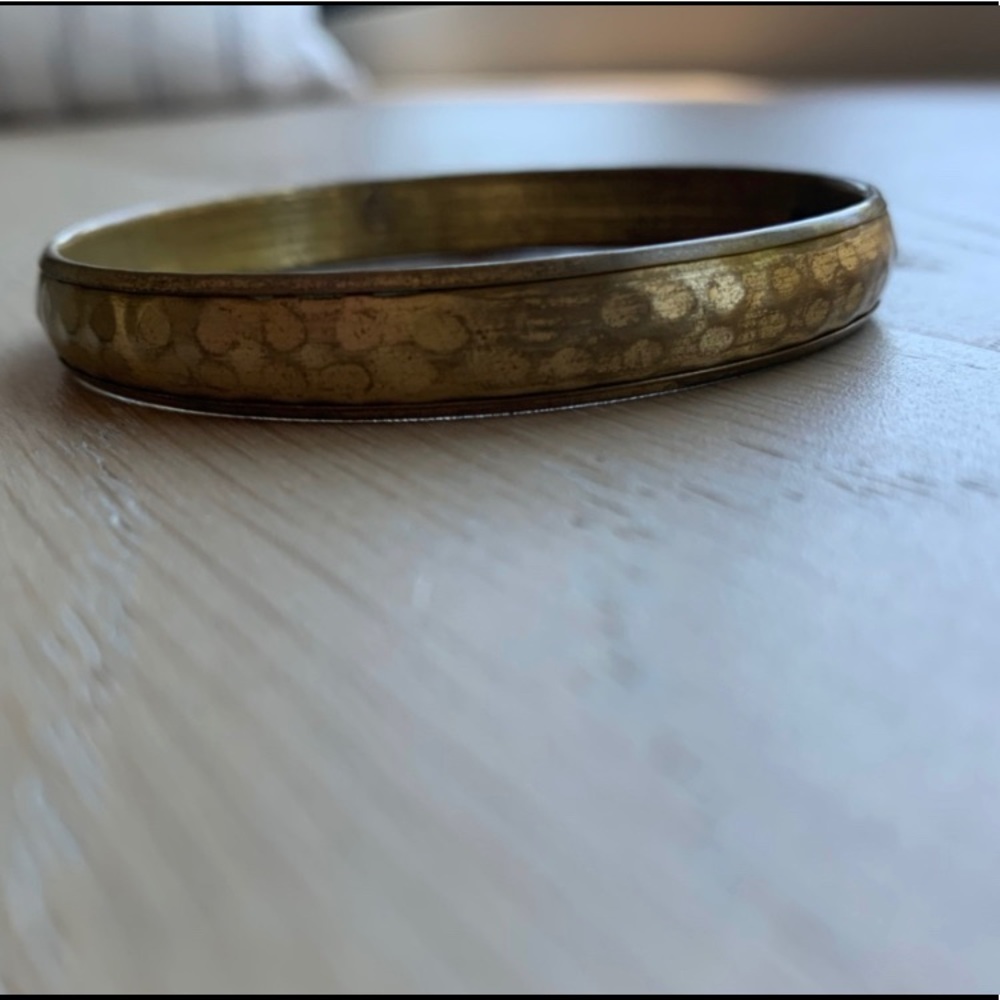 THICK GOLD RUSTIC BANGLE BRACELET